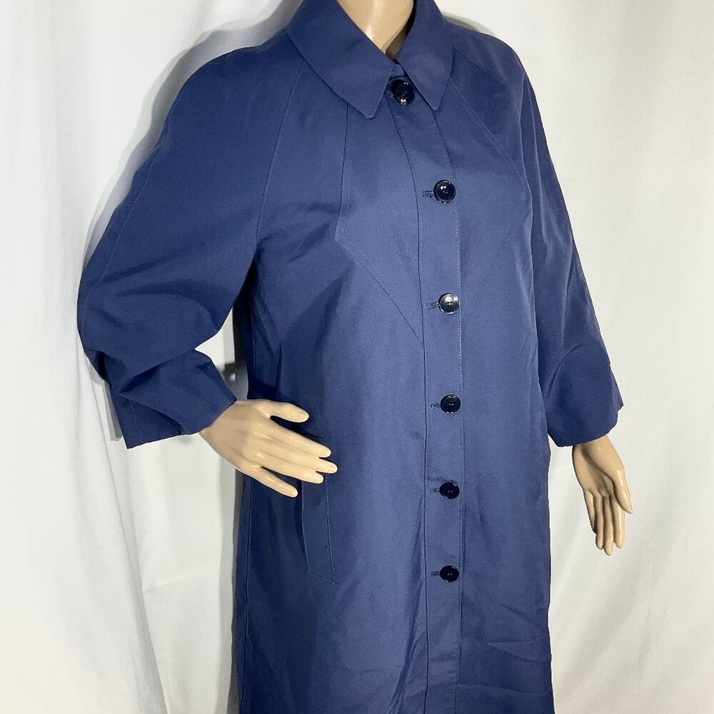 Vintage Misty Harbor Sz 10 Trench Coat Med Blue Womens Retro Made in the USA